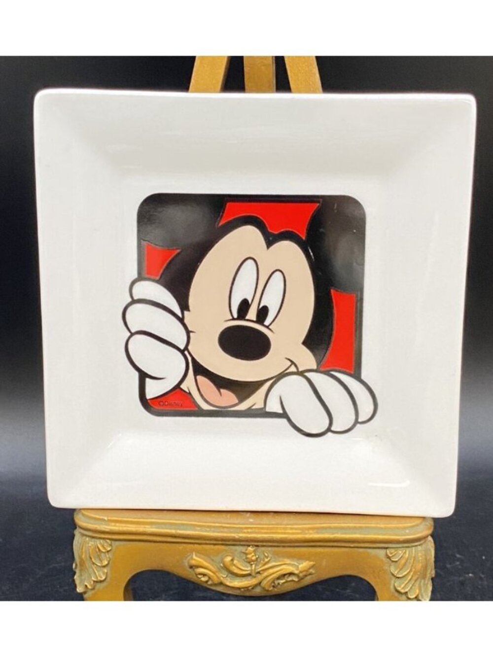 Disney Mickey Mouse White 6” Square Appetizer Dessert Plate